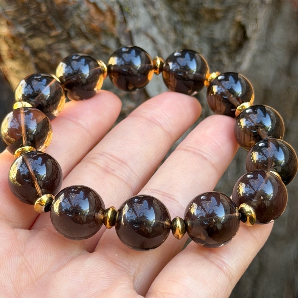 14.5mm chunky stretchable ice obsidian bracelet 0937 - Picture 7 of 10